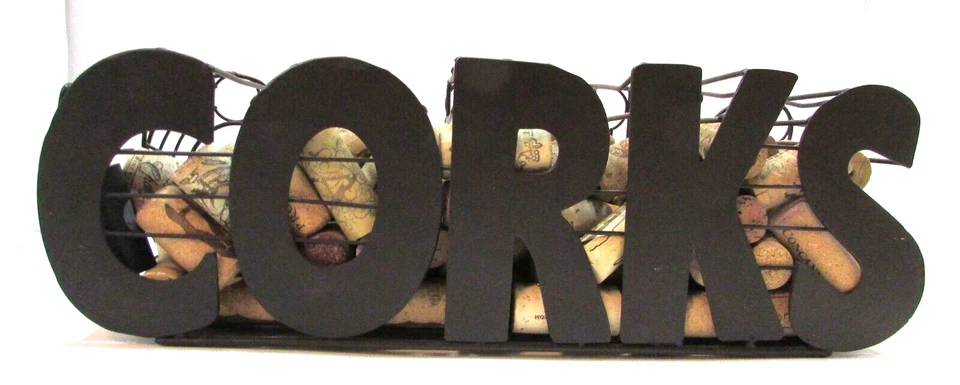 CORKS de acero marrón grande 4x5x14 alambre vino corcho jaula cesta soporte completamente usado Foto 3 de 4