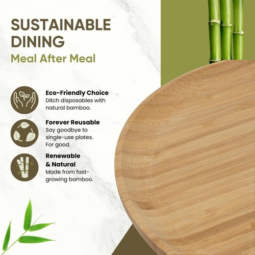 Ecowoven Bamboo Wood Plates (4) Serving Chargers/Platters for Sustainable Dining - Picture 3 of 10