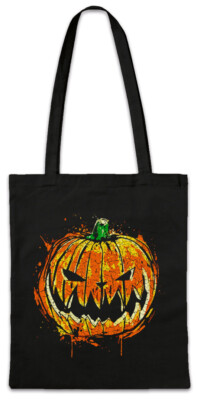 Pumpkin Head Stofftasche Einkaufstasche Face Witch Black Magic Kürbis Gesicht