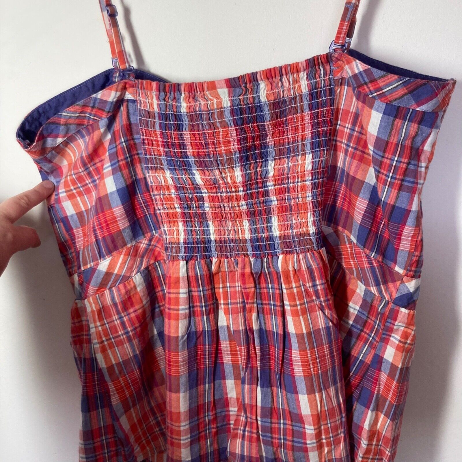 Red Blue Plaid Top Size 16 100% Cotton Strappy / … - image 11