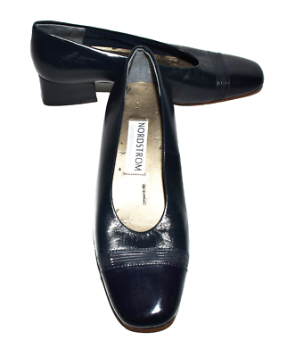 Nordstrom Navy Blue Leather Square Patent Cap Toe Low Heel Pumps Women 7.5M | eBay Nordstrom Navy Blue Leather Square Patent Cap Toe Low Heel Pumps Women 7.5M | eBay