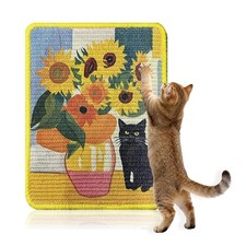 15x12 Inch 3In1 Sisal Cat Scratcher Mat Wall Art Sunflower Pet Furniture Pad