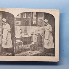 Victorian Risque Humour Stereoview 3D C1900 Naked Master Maid Bathroom