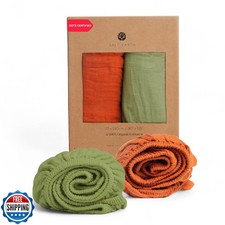 Salt Earth 100 Organic Cotton Muslin Standard Fitted Crib Sheet, 52"x28", 2