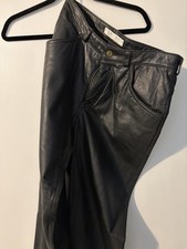 Rare Vintage Black Genuine Leather Pants Perry Ellis Size 14