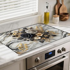 Heat-Resistant Glass Stove Top Cover with Anti-Slip Rubber Coating   Elect