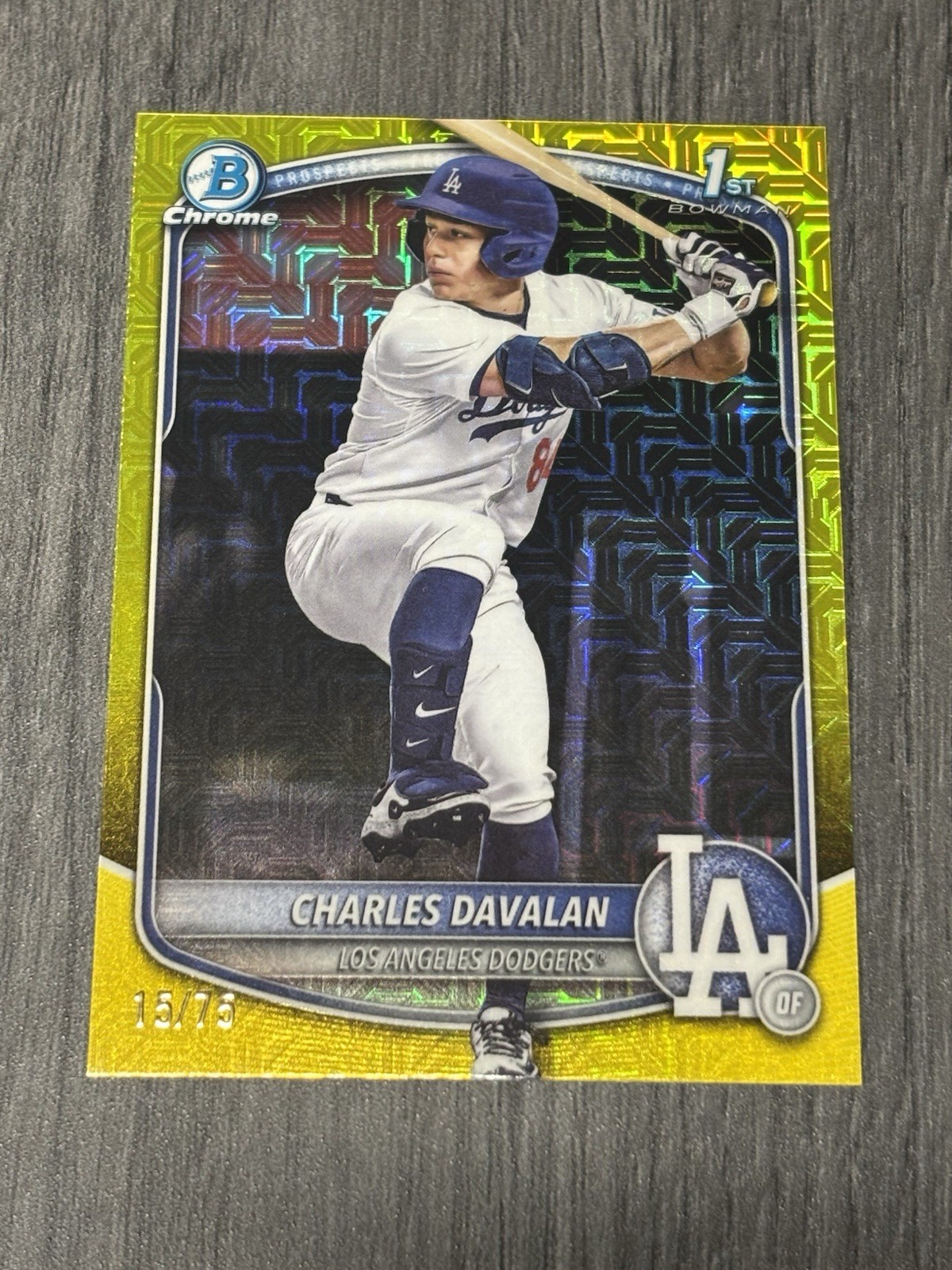 2025 Bowman Draft Charles Davalan 1st Chrome Mojo Yellow Refractor #/75 BDC-96
