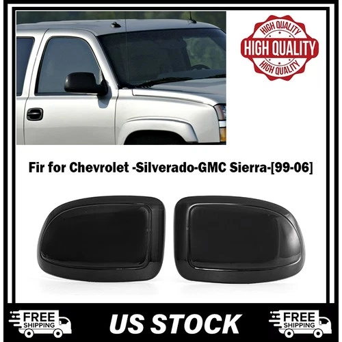 Black Side Mirror Covers Cap For 1999-2006 Chevy Silverado GMC Sierra 1500 2500