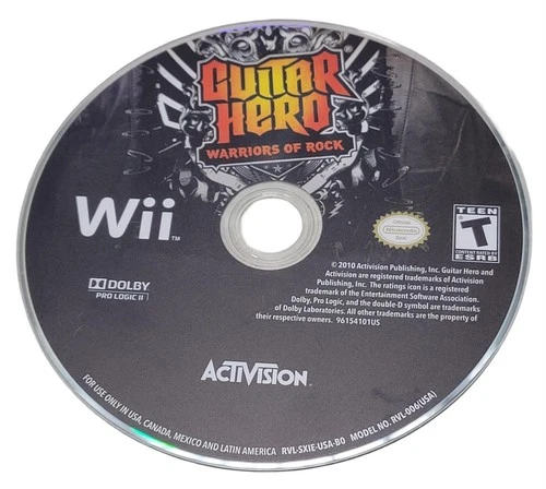 Guitar Hero Warriors of Rock (Nintendo Wii, 2010) Disc Only