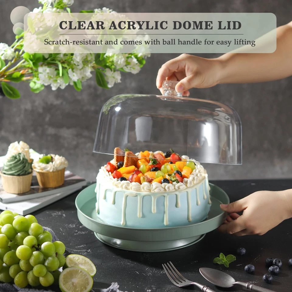 Soporte para pasteles 2 en 1 y tablero de charcutería con tapa, soporte para pasteles de metal con acrílico D... Foto 3 de 4