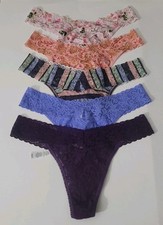 HANKY PANKY SIGNATURE LACE ORIGINAL RISE THONG SET OF 5 ASSORTED COLORS ONE SIZE
