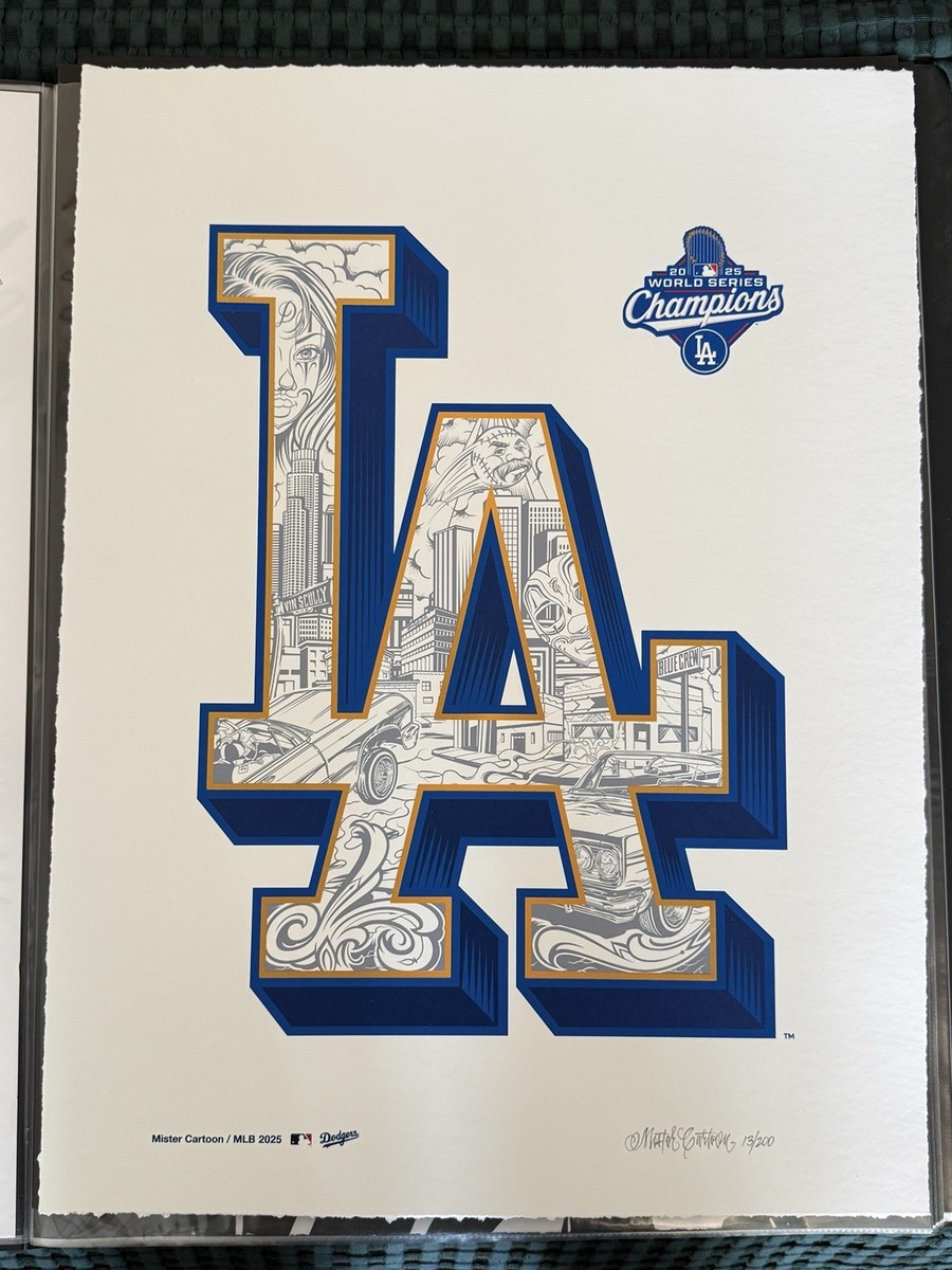 MISTER CARTOON LOS ANGELES DODGERS SIGNED PRINT #13/200 2025 WS
