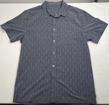 Vuori Button Up Short Sleeve Shirt Marbled Gray Performance Stretch Soft Men's L