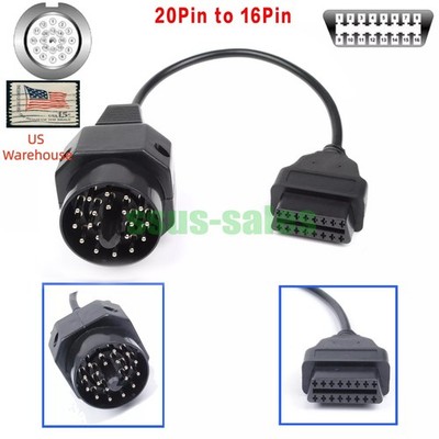 20-Pin to 16-Pin OBD2 Adapter Cable 25CM for BMW E30 E36 E46 E34 E36 E52 E23 E24