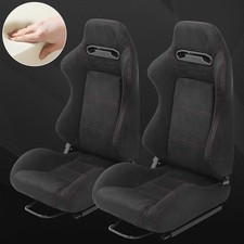 2pcs Racing Bucket Seats Wadjustable Backrest Single Adjuster Dual Slide Rail