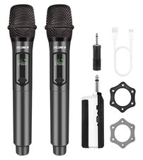 Wireless Microphone,Professional Dual Handheld Cordless Dynamic Mic System with