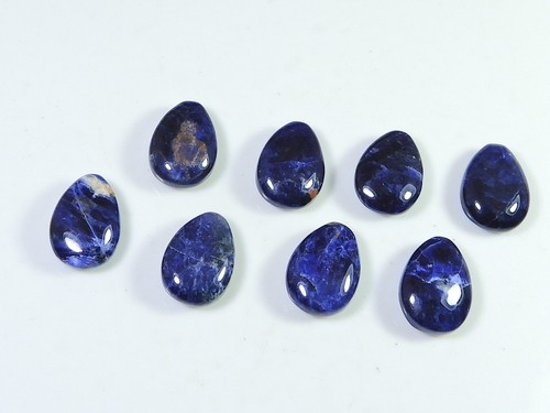 35Cts. Natural Blue Sodalite Pear Cabochon Loose Gemstone 08 Pcs Lot 10X14MM