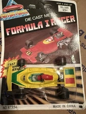 Vintage Motor Force Formula I Racer Die Cast Metal Yellow Race Car