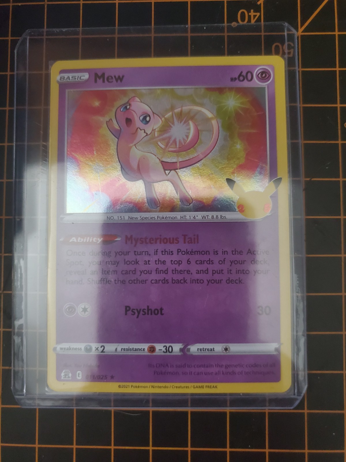 Mew 011/025 Holo Rare Celebrations Pokemon TCG NM With Top Loader