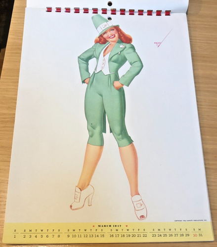Vtg 1947 Complete Pin-up Calendar * George Petty art * wall-mount month-by-month - Picture 6 of 17