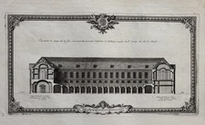 Antique Classical French Architectural Engraving Palace Mansion Town House 1727