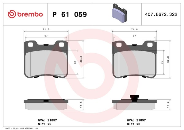 Bremsbelagsatz Scheibenbremse Prime Brembo P 61 059 FüR 106 CitroËN S0 Peugeot 1-image