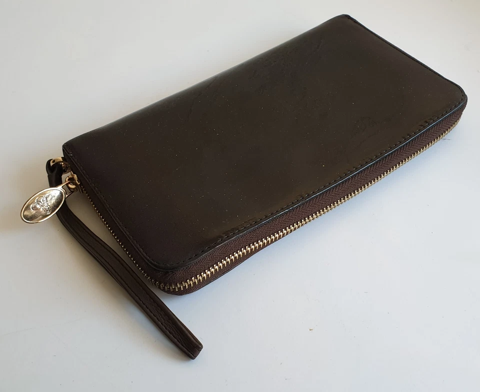 portefeuille monnaie cartes POURCHET avec sangle cuir marron 21/12 cm beg - Photo 1/4