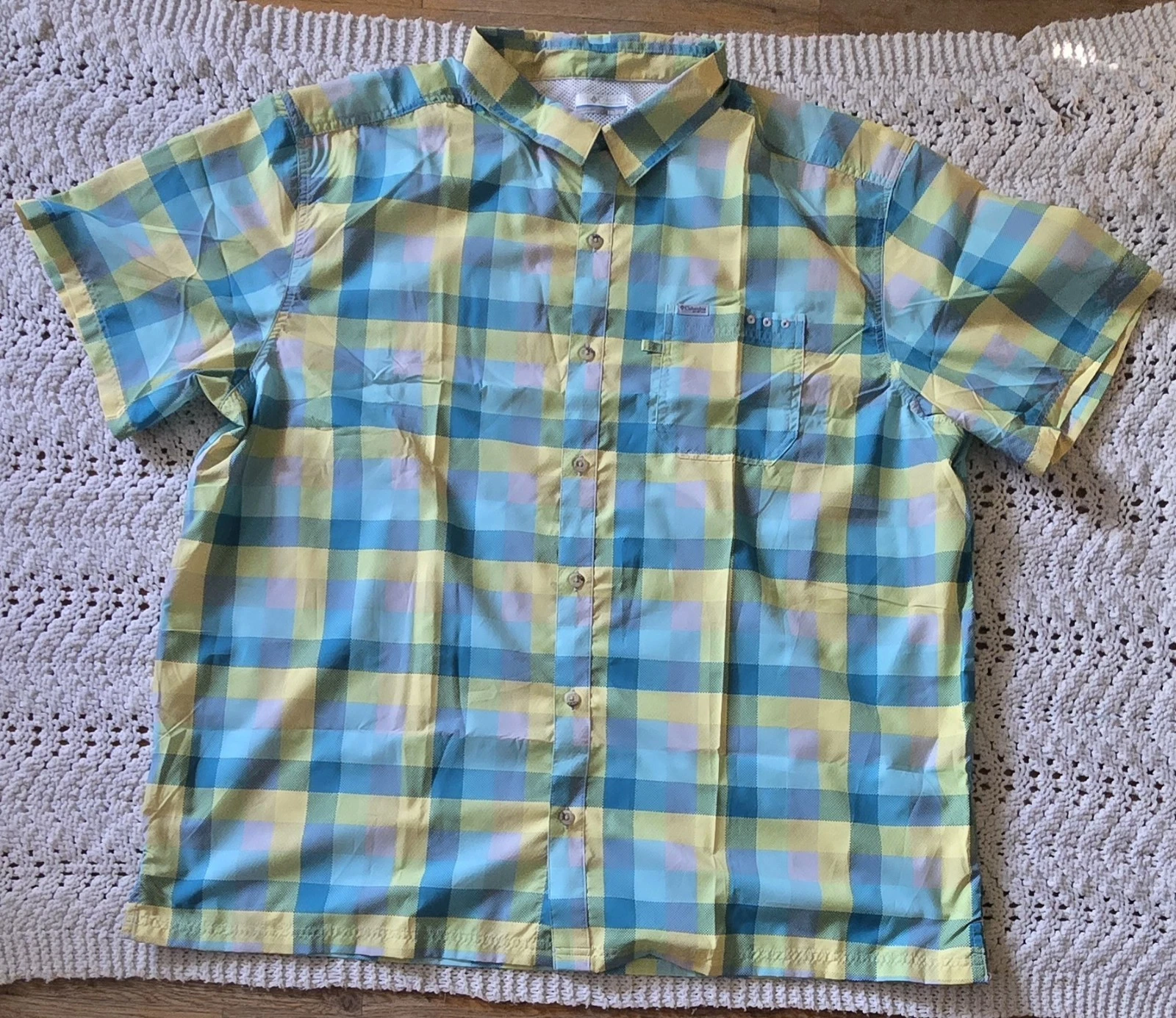 Columbia Mens Plaid Button Up Shirt 2XL Relaxed PFG Outdoor Hiking Fishing NWOT