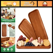 Large Rectangular Wooden Serving Trays Set of 3 - Acacia Charcuterie & Appetizer