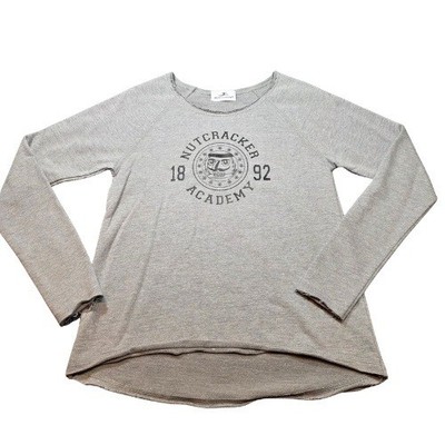 Nutcracker Academy Adult S Gray Raglan Raw Edge High-Low Sweatshirt Top Ballet