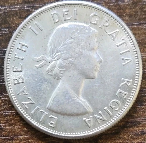 1956 Canadian Canada 50 Cent Half Dollar Coin 0.3 Tr Oz = 11.66 grams Silver