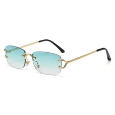 Rimless Narrow Sunglasses Rectangle Tinted UV400 Unisex Retro Travel Eyewear