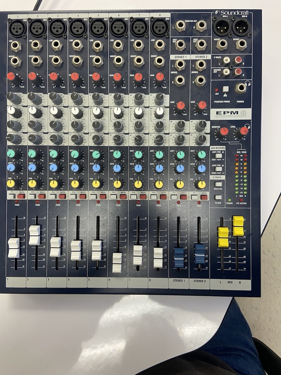 Soundcraft EPM8 8-Channel Analog Mixer Phantom Power 3-Band EQ