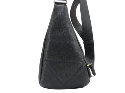 PRADA VITELLO DAINO Triangle Logo Leather Sling Bag NERO Black