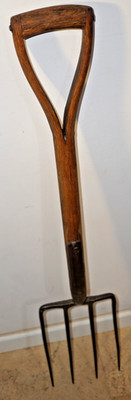 Vintage 40er Jahre Garten Jenks Cattell Stahl umreift 4 Zinken Gabel Y Griff 100 cm