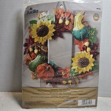 New Bucilla Harvest Time Wreath Autumn 2013 Felt Floss Beads Sequins Needle
