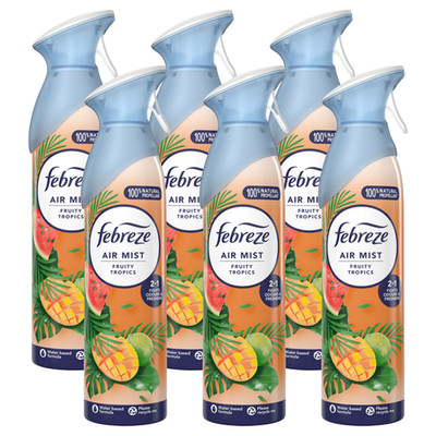 6 x Febreze Air Mist Freshener Spray Fruity Topics 185 ml sichere Verwendung für Zuhause