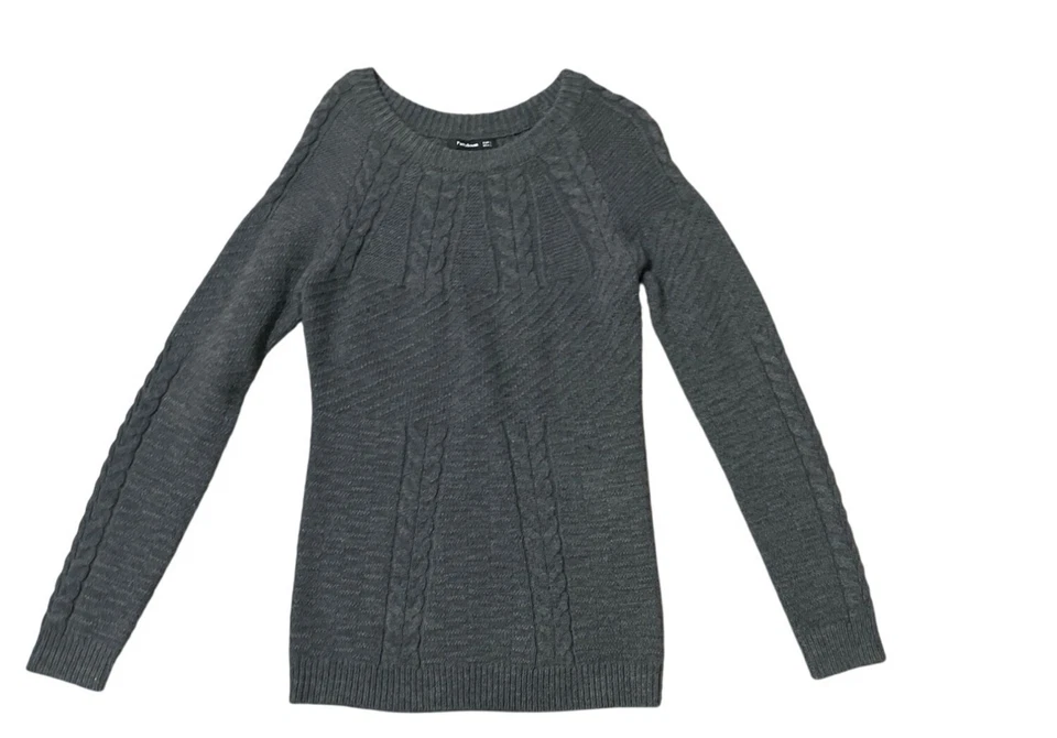 PattyBoutik женщин уголь серый кабель вязаный свитер L мягкий уютный стильный зимний W - Изображение 2 из 4