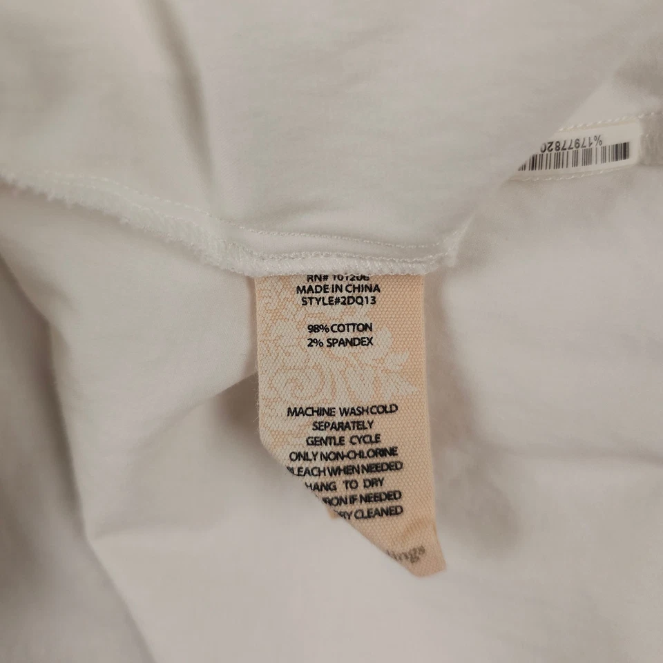 Camisa Soft Surroundings Mujer XL Blanca Glenna Blusa con Volantes Top Manga Codo Foto 4 de 4