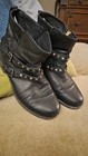 UGG Women’s Camille Black Leather Studded Moto Biker Ankle Boots Sz 7.5 Side Zip