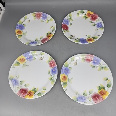 Vintage Corelle Corning Summer Blush Pansies 7.25  Salad Plates Set of 4 Retired
