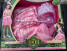 Wicked Glinda Dress-Up Costume Halloween Set Pink Dress Tiara Wand, Ages 4-6