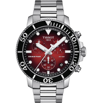 Tissot Seastar T120.417.11.421.00 Herrenuhr 1000 Chronograph rotes Zifferblatt