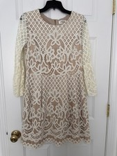 Eliza J Lace Overlay Dress in Cream size 10