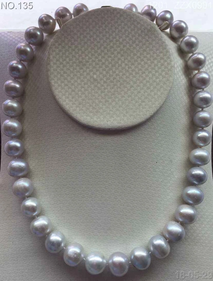 Special price Natural Silver_gray Huge 12-14mm AA+ white pearl necklaces 18" - Image 2 of 2