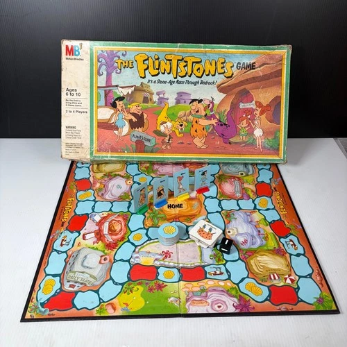 Vintage 1991 The Flintstones Game Milton Bradley Board Game (Incomplete)
