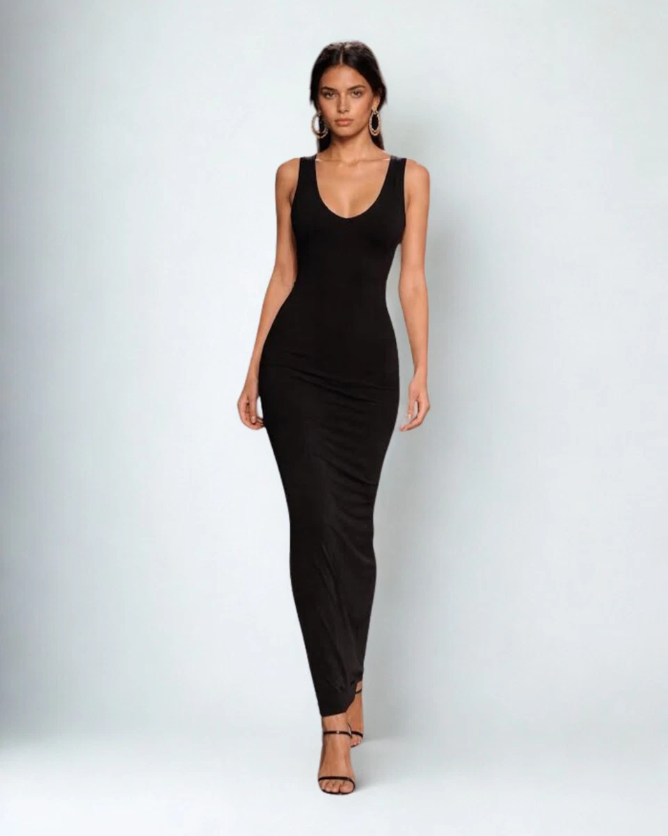 chinese dress ladies Poplin Halter Dress - Black