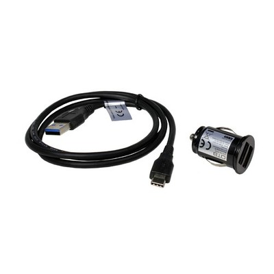 DUAL USB Kfz-Adapter+Kabel geeignet für Crosscall Core-M6, USB 3.0, 2A, 1m