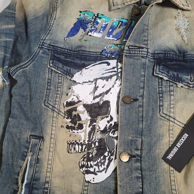 Rockstar Original Medium Painted Distressed Jean Jacket New with