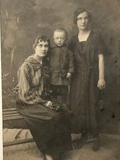 1900s Tsarist Russia Two Women Child Antique Photo Portrait Original